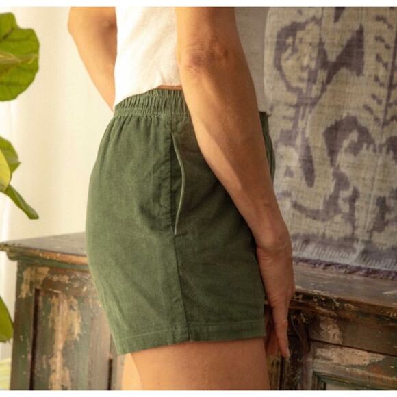 Mollusk California Baja Corduroy Cotton Pull On Elastic Shorts Green Small - Picture 2 of 7